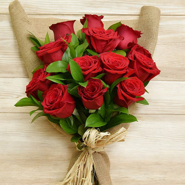 12 Red Roses Bouquet And Chocolates